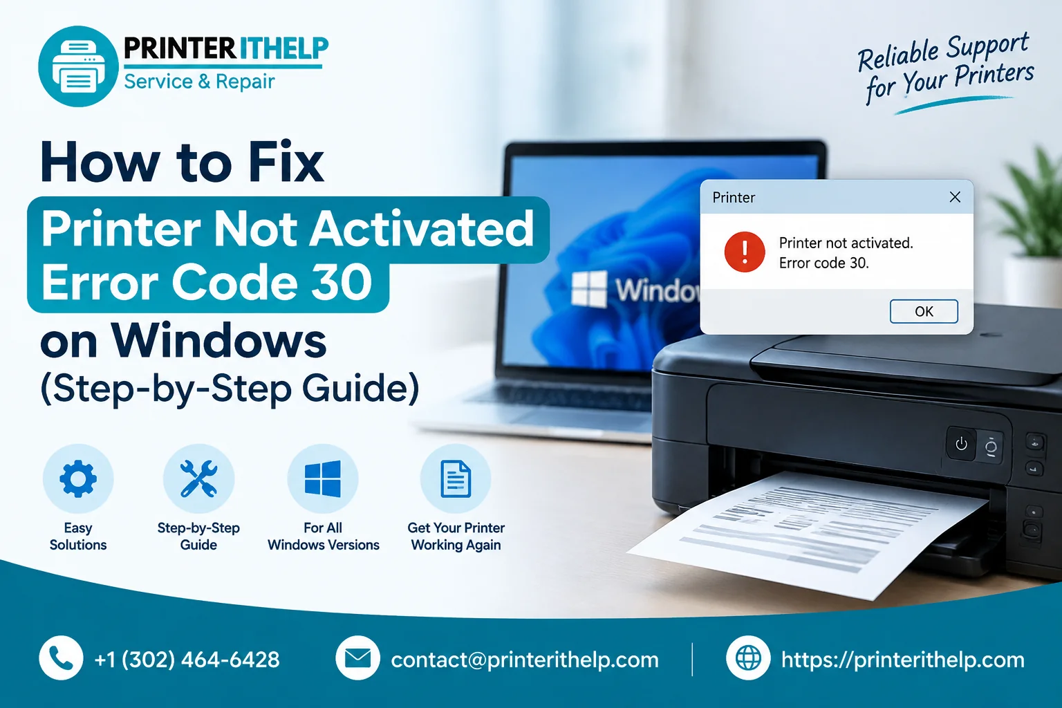 Fix Printer Not Activated Error Code 30 on Windows